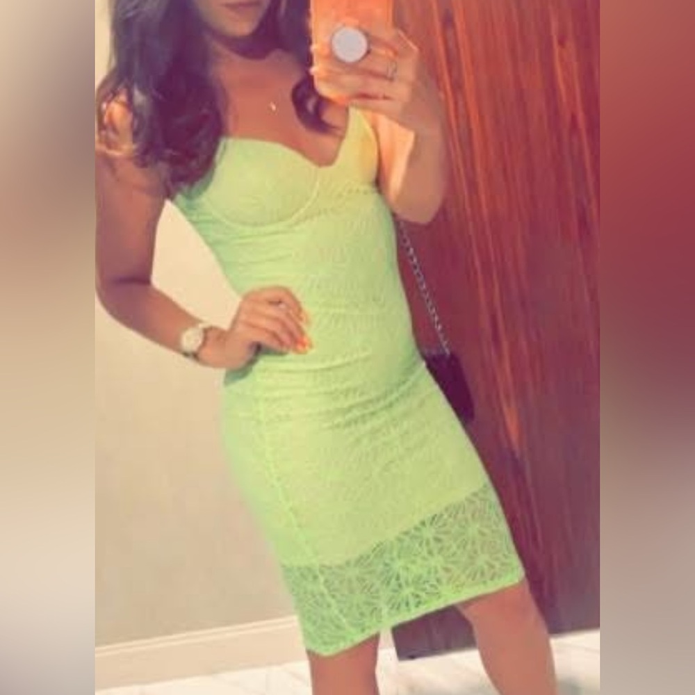 Windsor Neon Green Lace Midi Dress